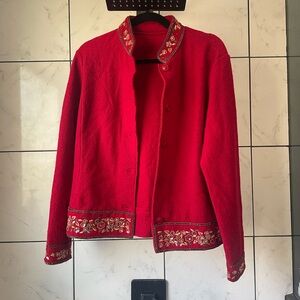 Handmade Red Sweater Jacket